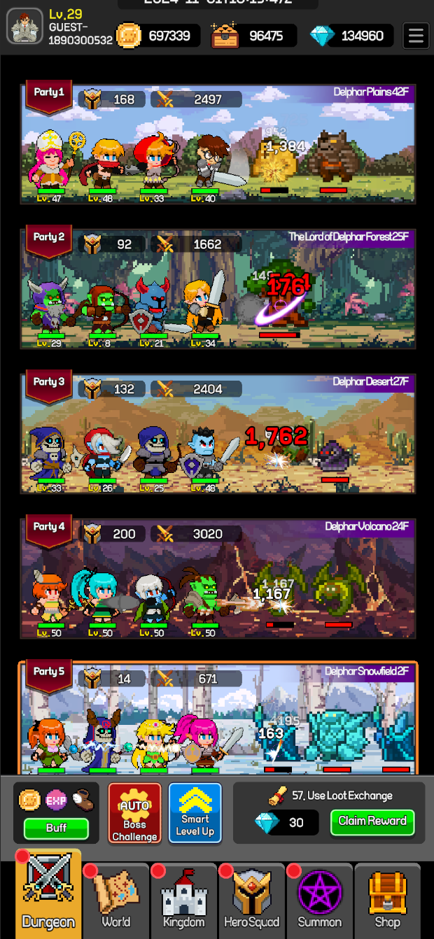 ภาพหน้าจอของ 32 Heroes : 8 Party Idle