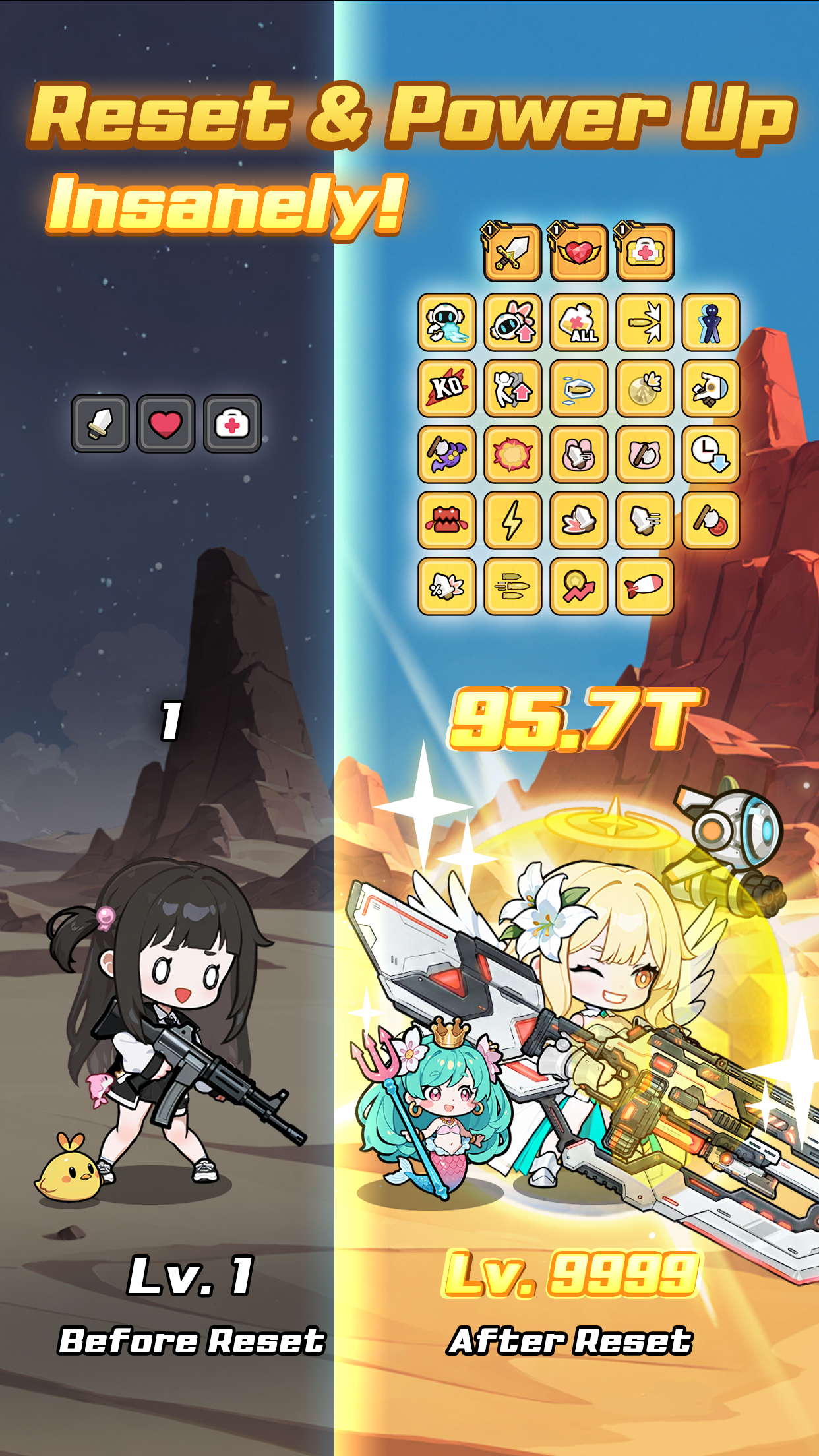Ảnh chụp màn hình của Isekai Reset! (여고생과 리셋중! - 로그라이크 x 방치형 RPG)